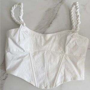 Oh Polly White Braided Strap Corset Top